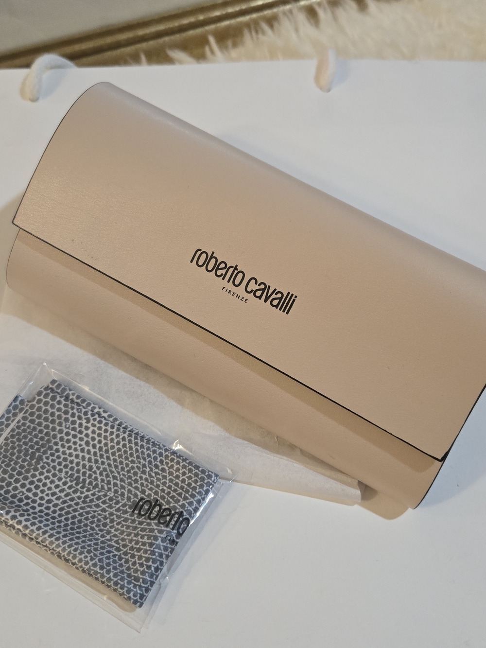 Roberto Cavalli Tan Eyeglasses Sunglasses Soft Case Large With Cloth